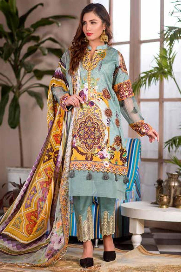 Digital Embroidred lawn Suit by Shaista