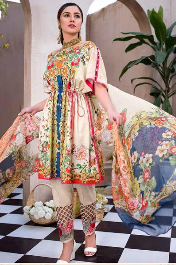 Embroidered Lawn suit 3Pc Shaista