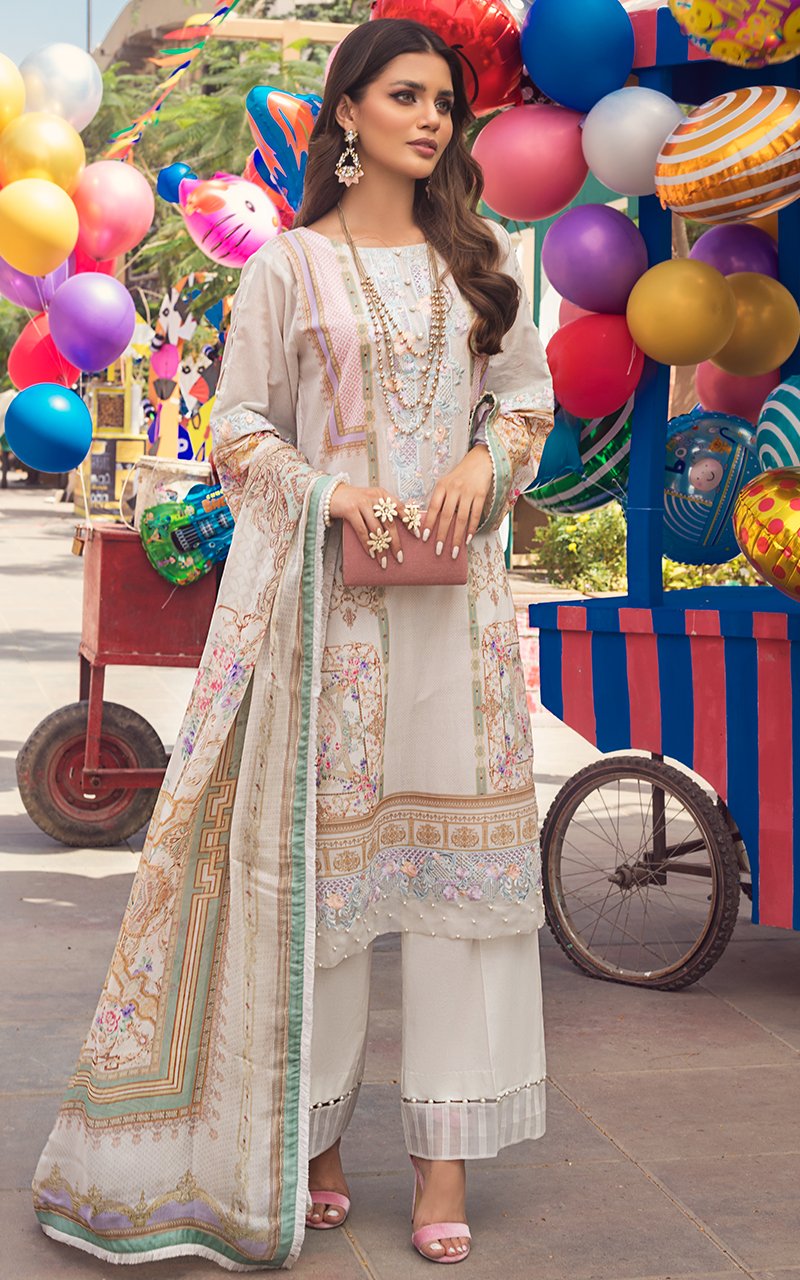 Threads And Motifs Lawn 3Pc Suit