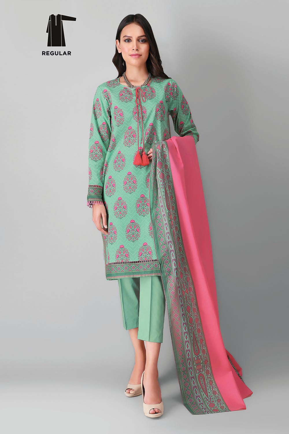 Unstitched Embroidered 3Pc Lawn suit Khaadi