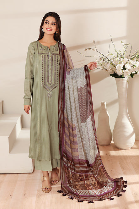 Embroidered Neckline and printed lawn suit