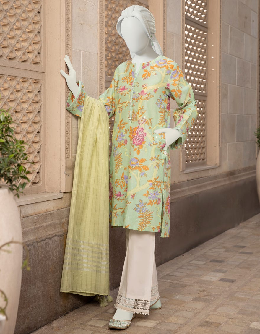 Junaid jamsheed Printed Organza Jacquard 3Pc suit