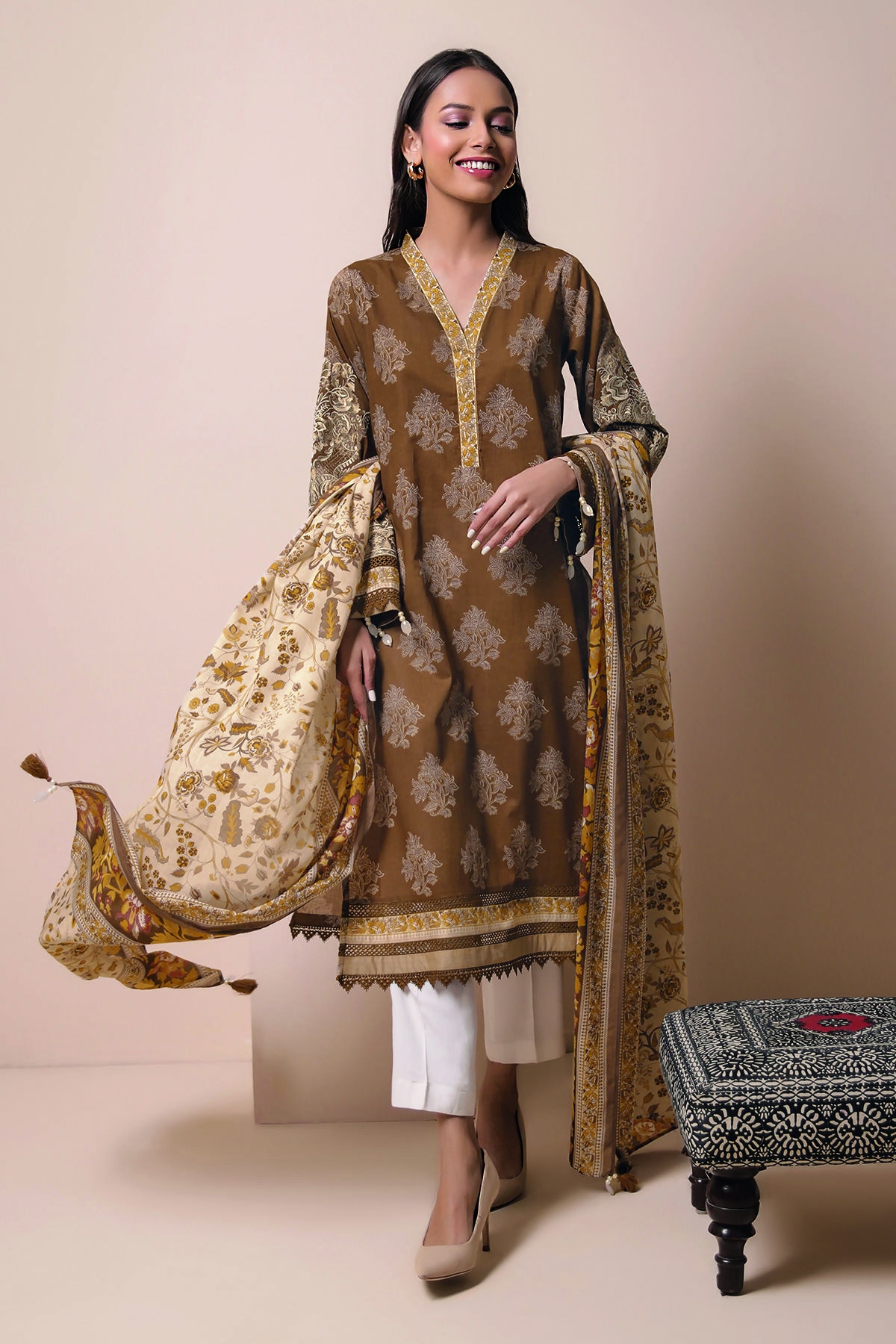 Printed Embroidered Lawn 2PC Suit