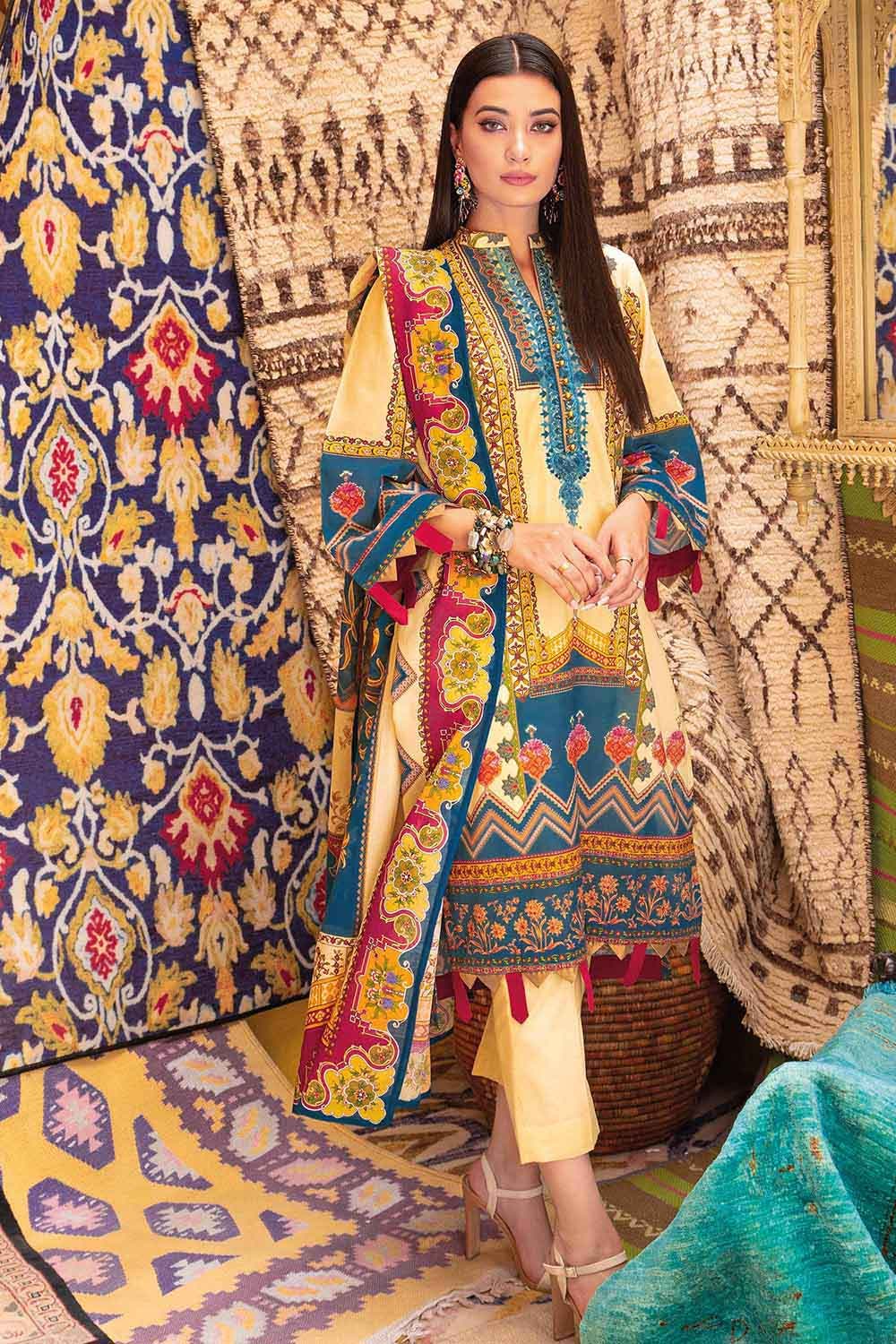 3PC Lawn Unstitched Digital Printed Embroidered Suit