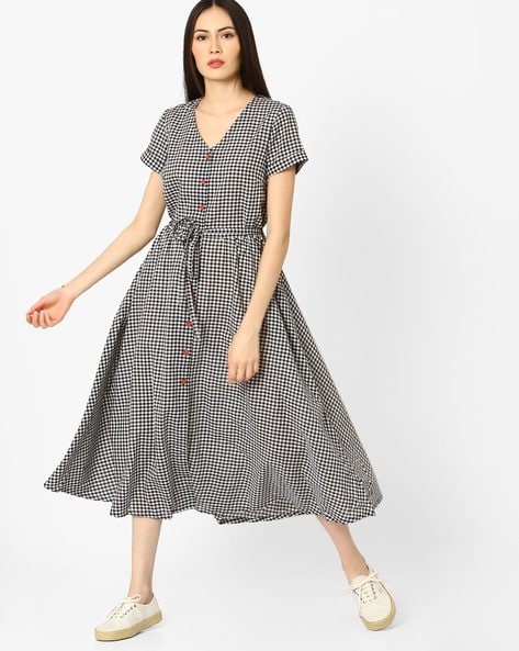 ALine Checked Shirt Type Frock