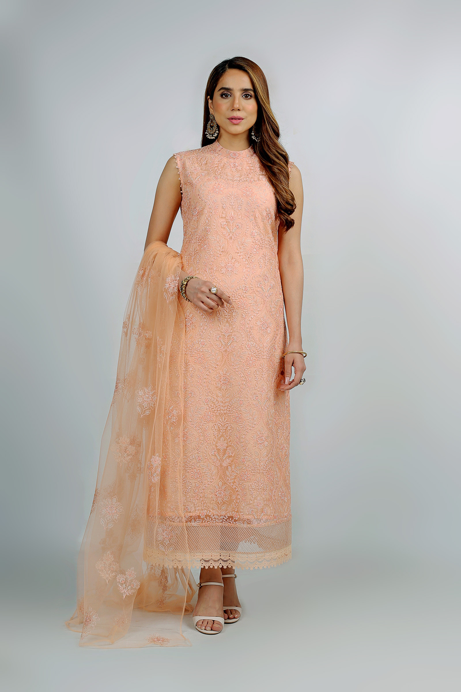 Bareeze Embroidered Net Draping garden Suit