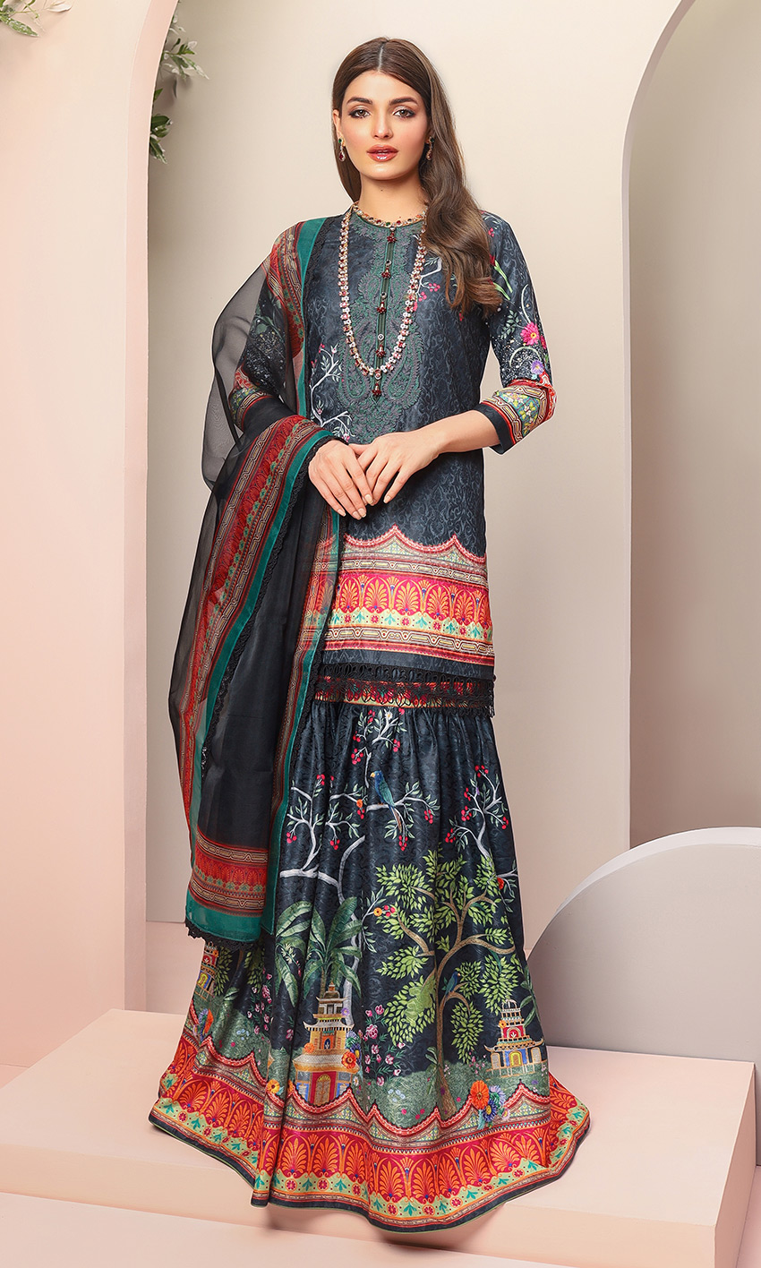 Black Embroidery Dress With Dupatta