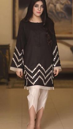 Black Pakistni Velvet Kurti design For Women