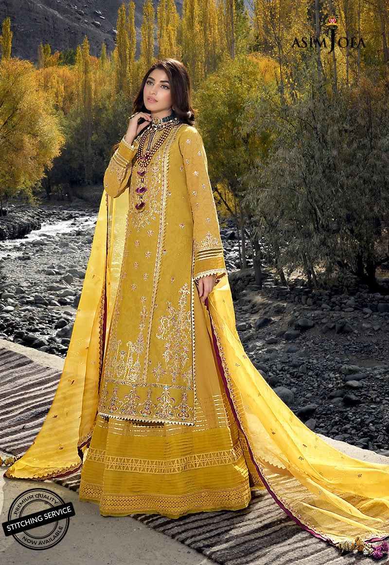 Embroidered self jacquard 3PC Suit