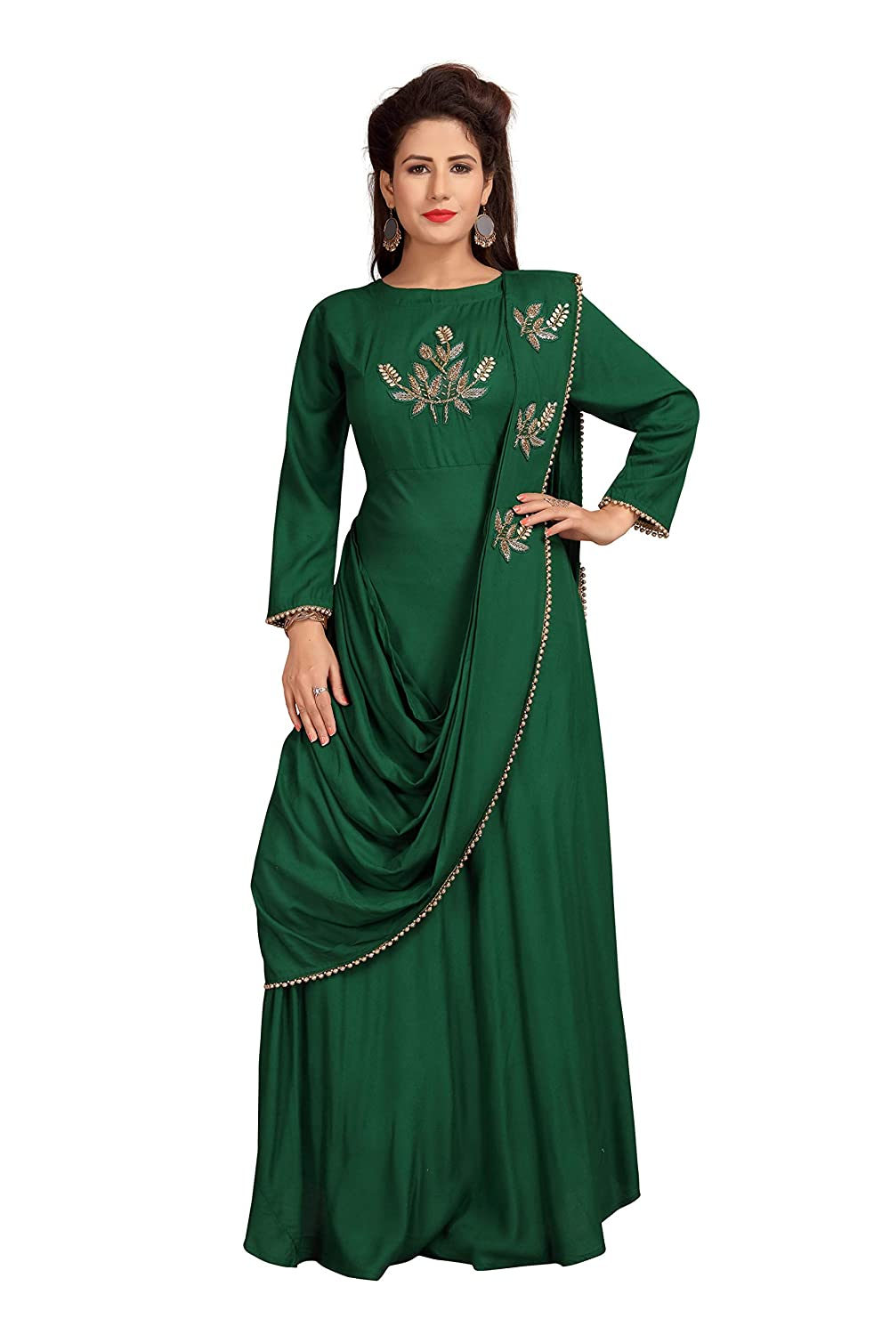 Green Long Frock For Ladies