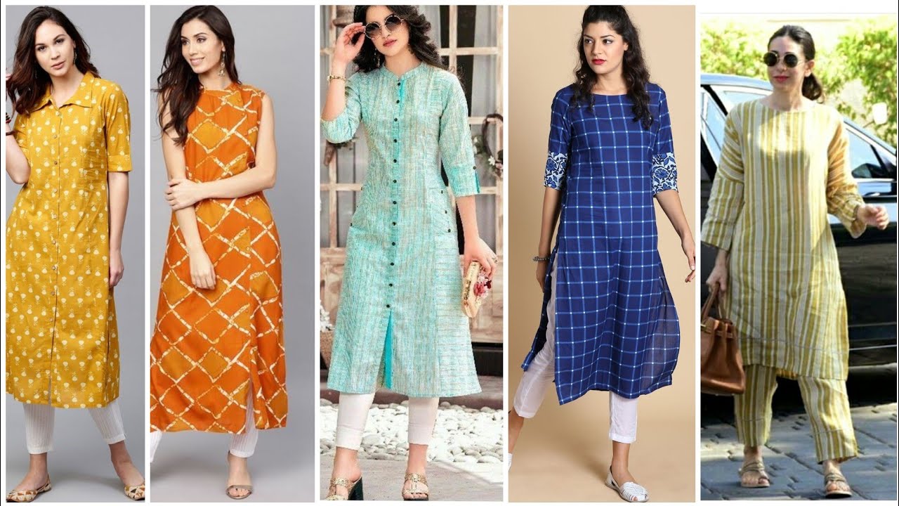 Buy Navy Blue Cotton Regular Wear Plain Kurti Online From Wholesale Salwar.