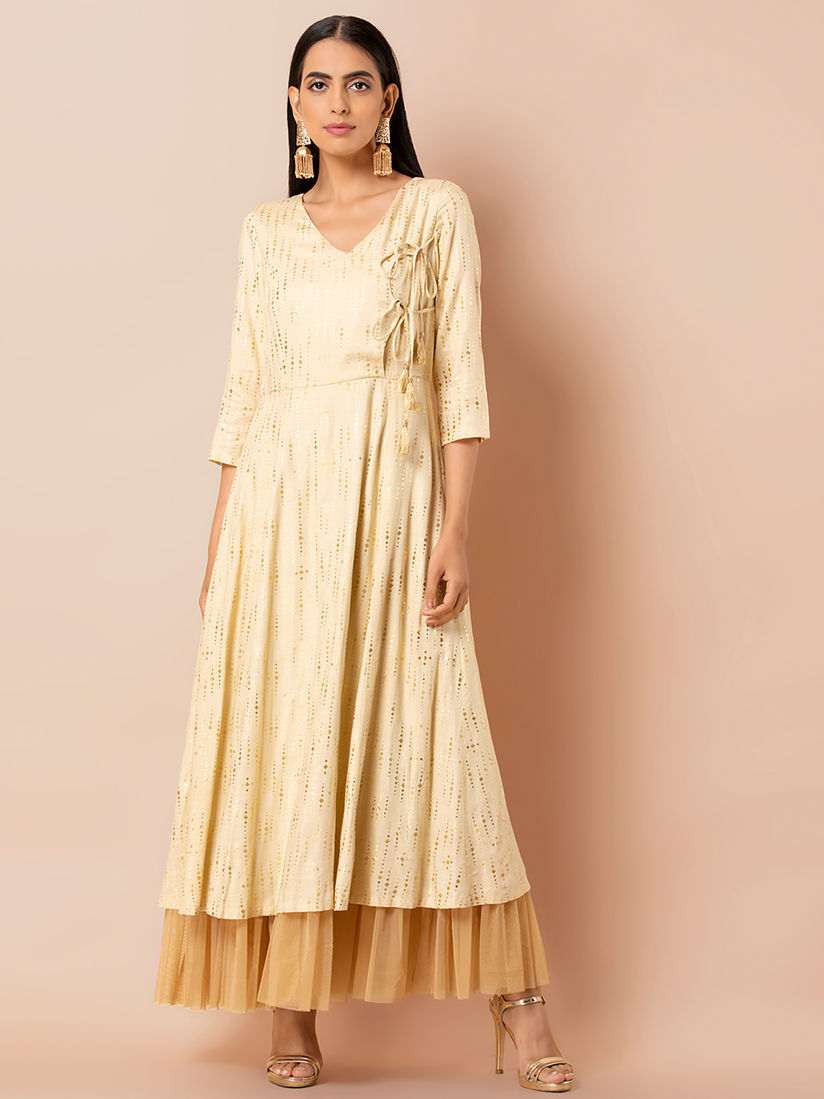 Off White Organza Long Frock
