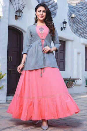 Pink Frock Design With Jacket