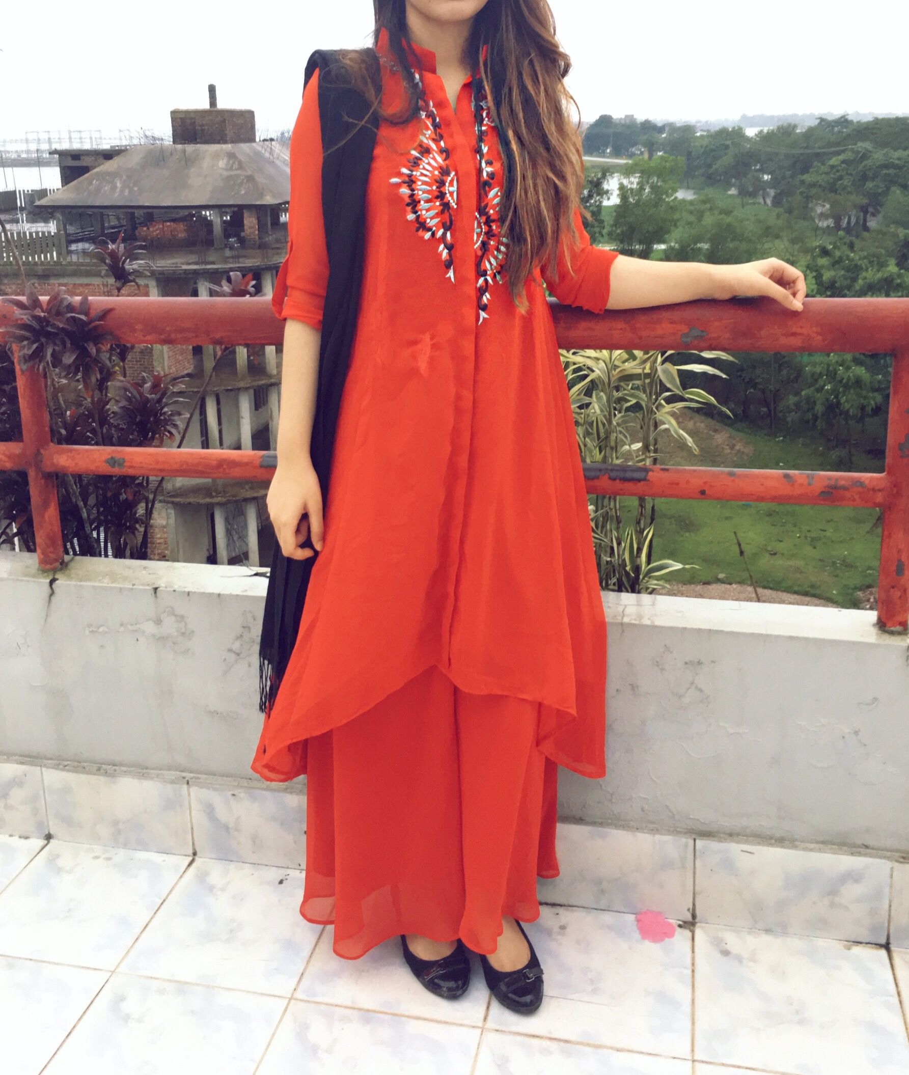 Latest Red Kurti With Palazzo For Girls
